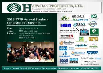 2019 Hawaiian Properties Annual Board Seminar – Honolulu, HI – Hawaiian Properties