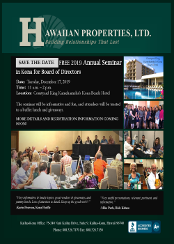2019 KONA Seminar Program – Honolulu, HI – Hawaiian Properties