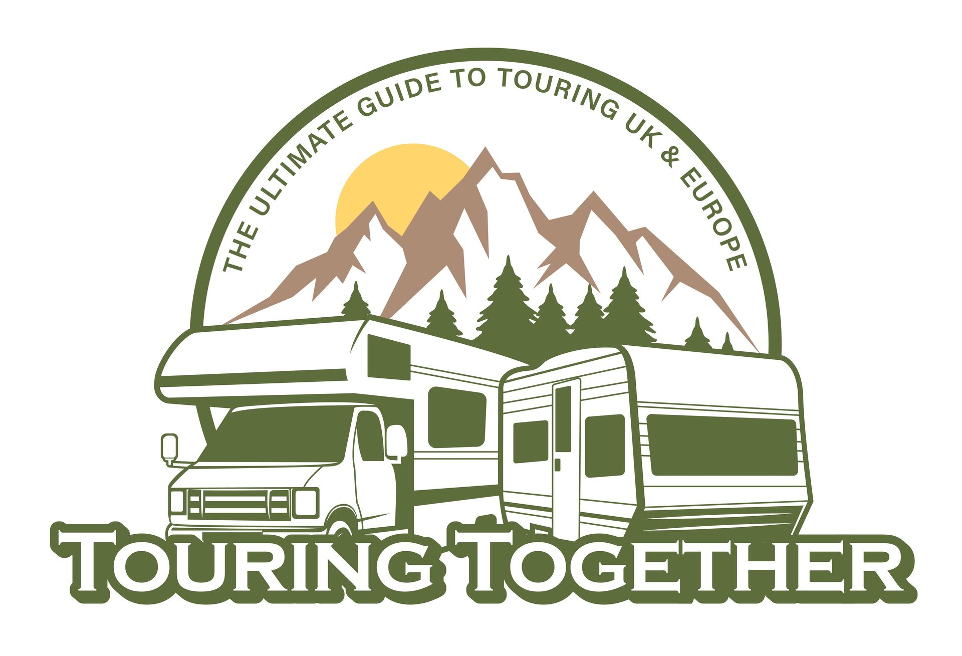 Motorhome and caravan touring together in the mountains