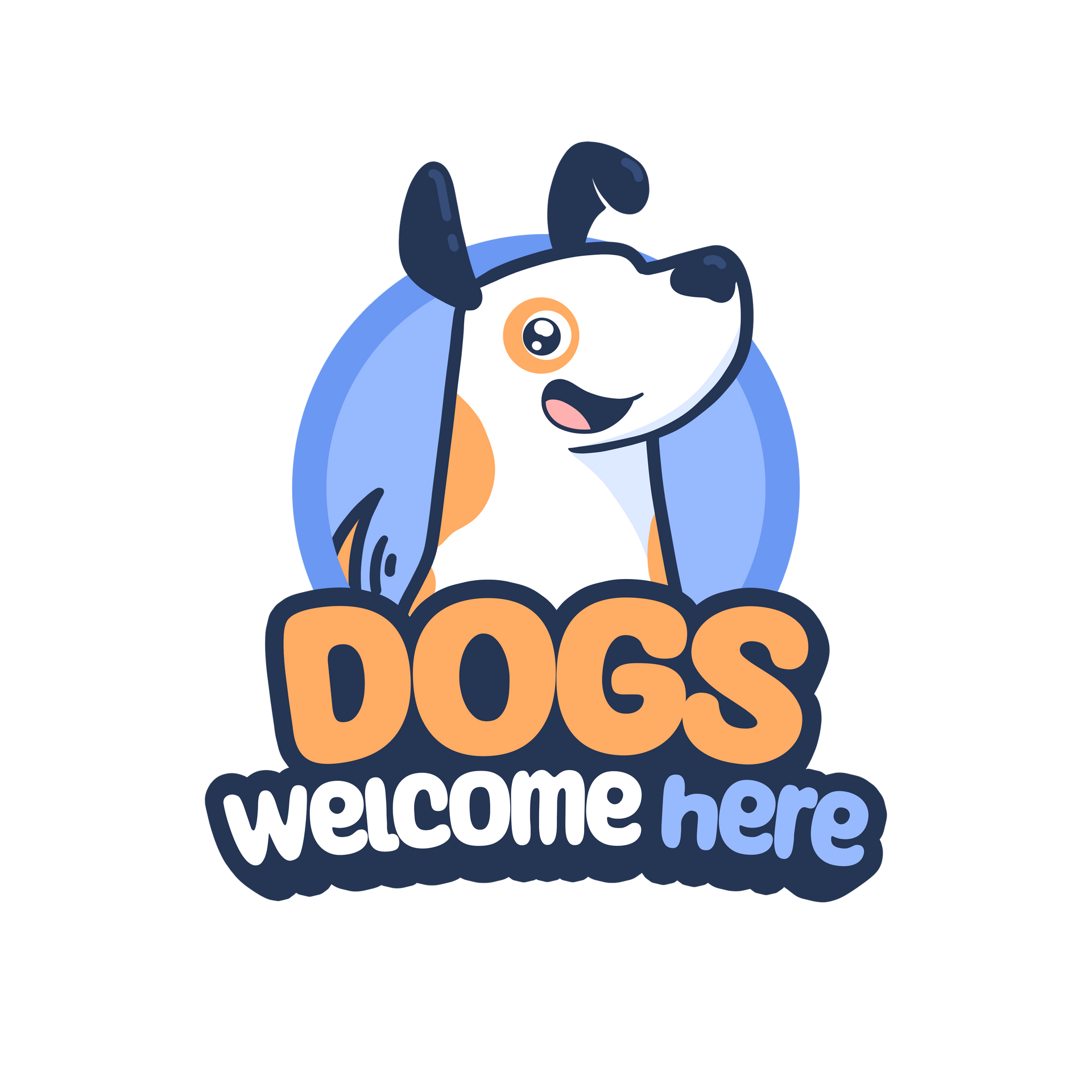 Dogs Welcome Here logo symbol for dog friendly places and businesses