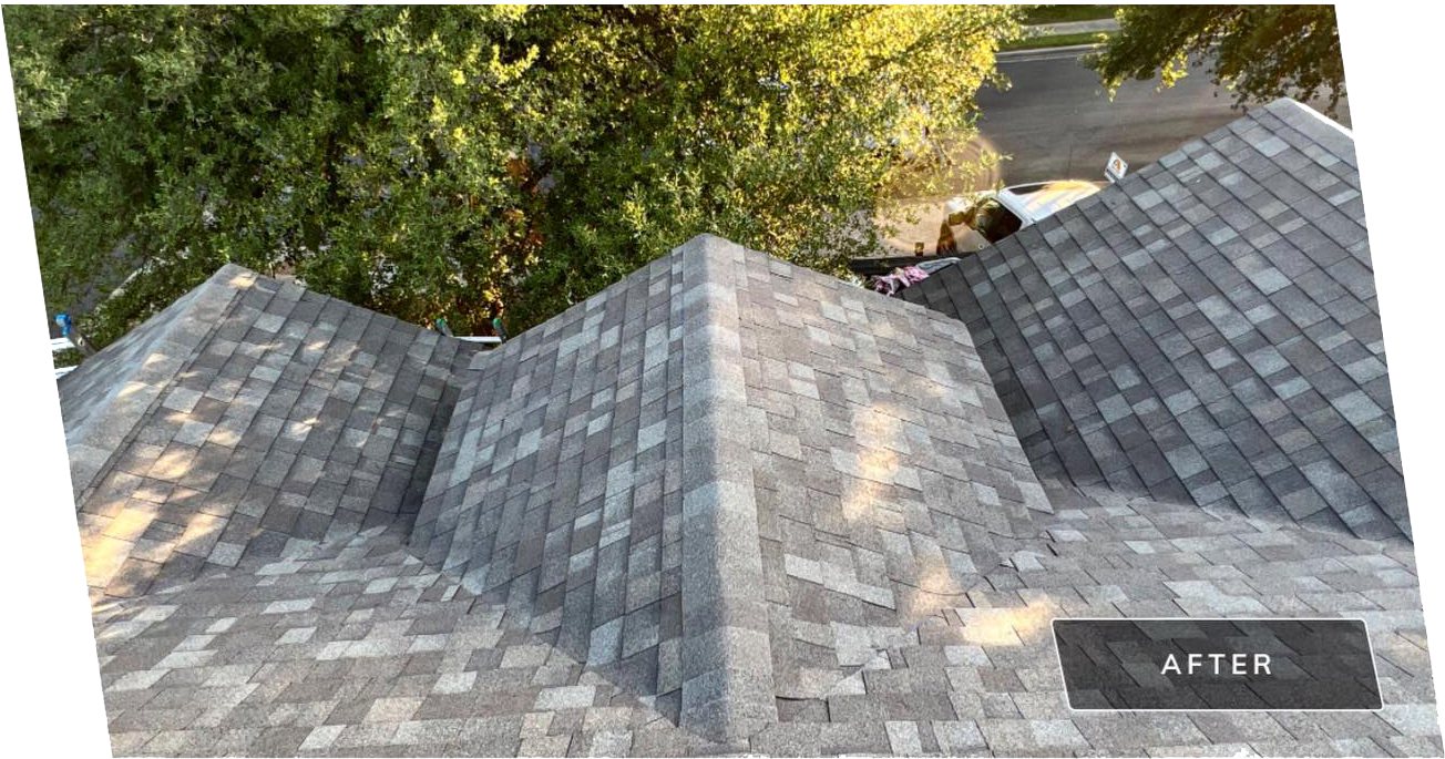 A picture of a roof after being repaired.