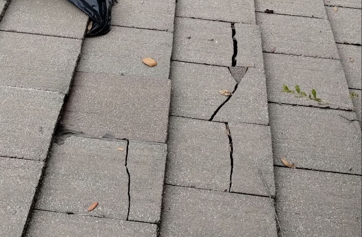 Cracked and curled shingles on a roof in Central Texas.