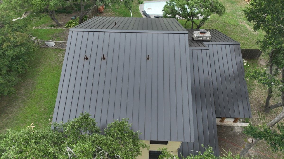 Energy-efficient metal roof installed in Austin Texas.