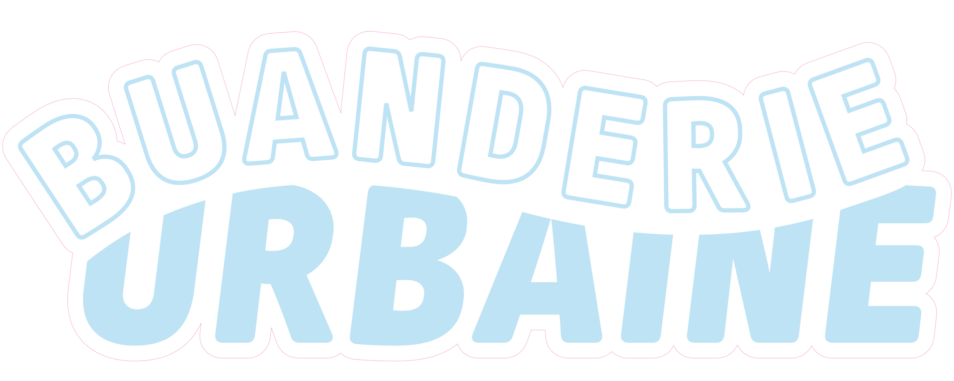 The word buanderie is written in blue letters on a white background.