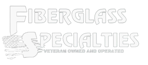 The logo for fiberglass specialties is a veteran owned and operated company.