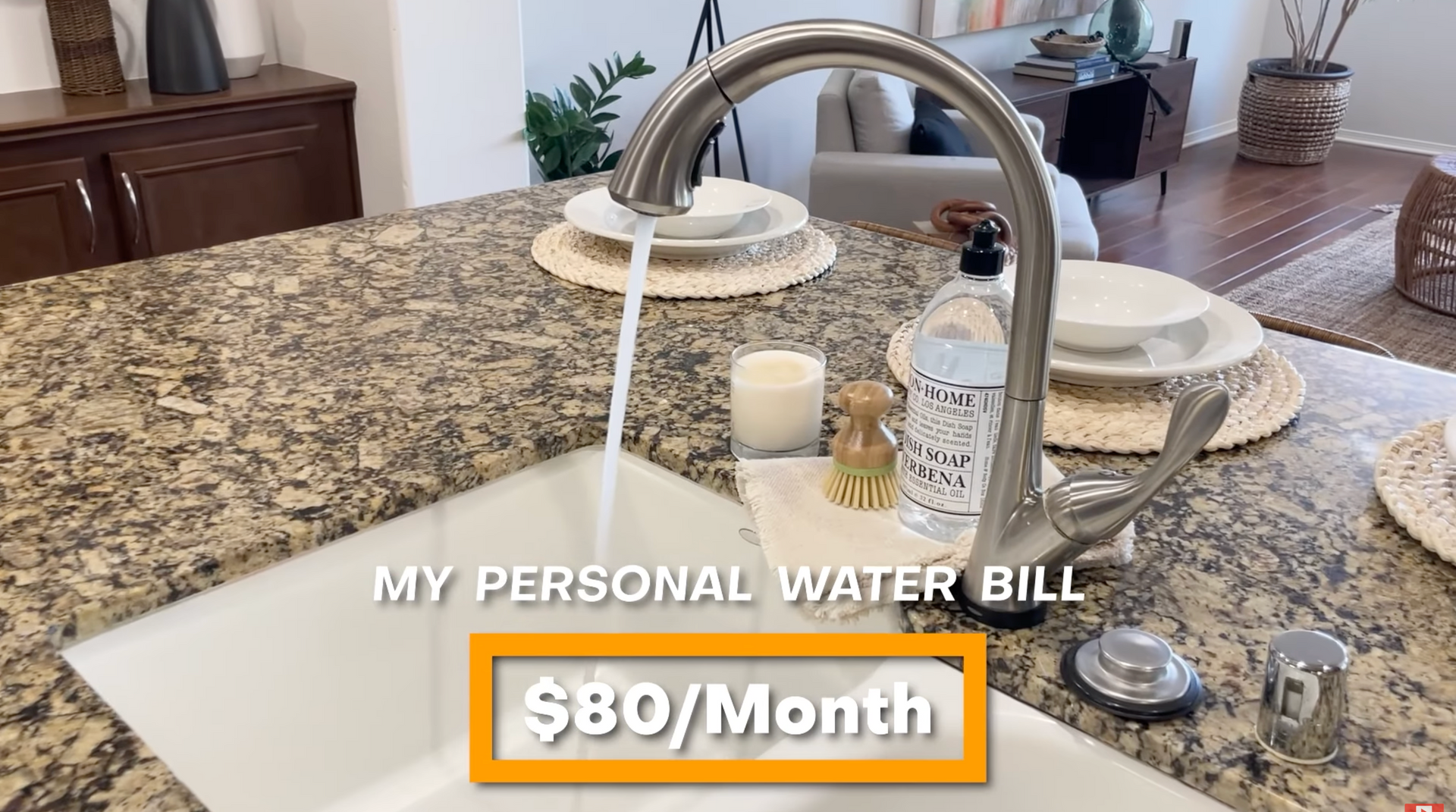 A photo of a faucet with a text of water bill