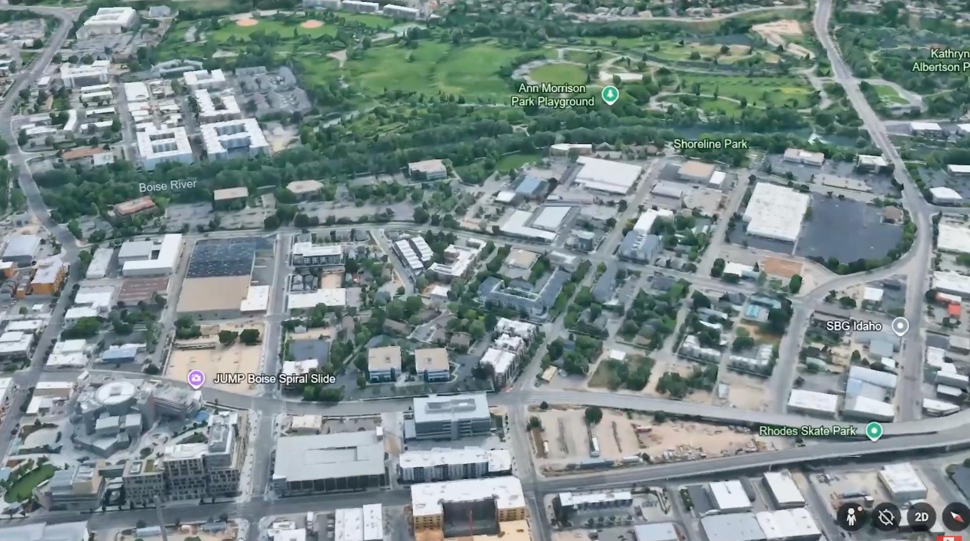 Aerial view of Boise Idaho and Treasure Valley marked with the name of places