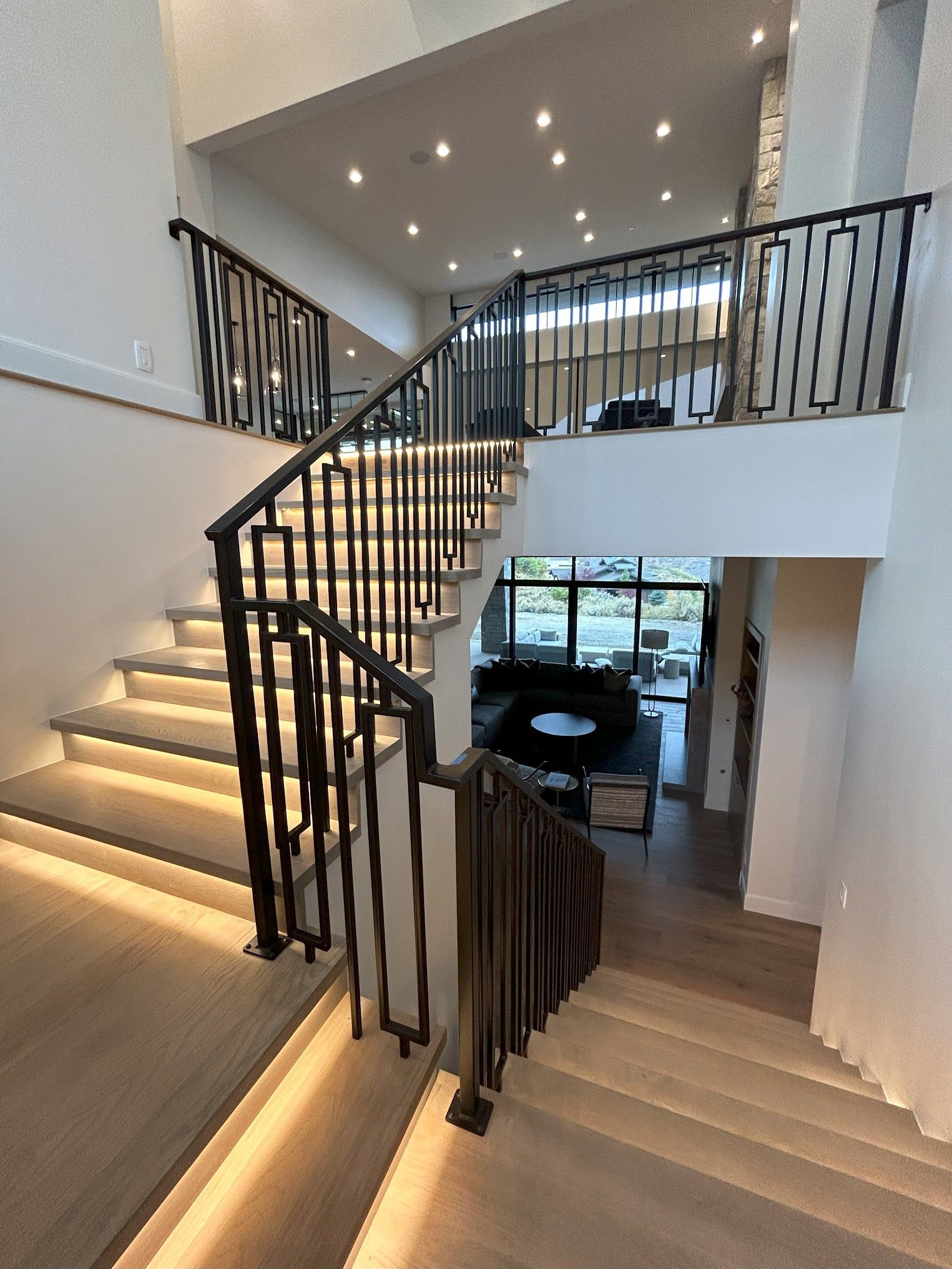 A staircase leading up to the second floor of a house