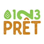 A green and orange logo for a company called pret.