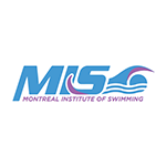 The logo for the montreal institute of swimming is blue and purple.