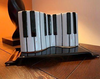 fused glass piano keyboard sculpture