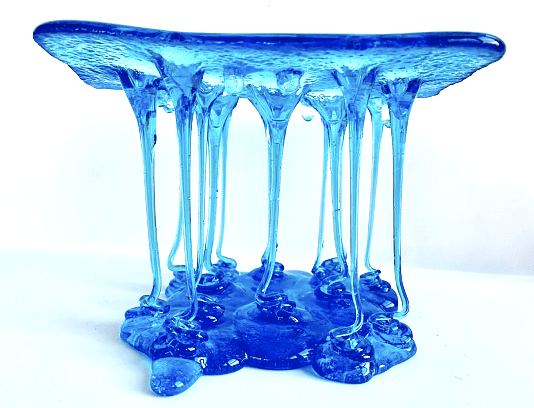 Fusion glass blue jellyfish sculpture