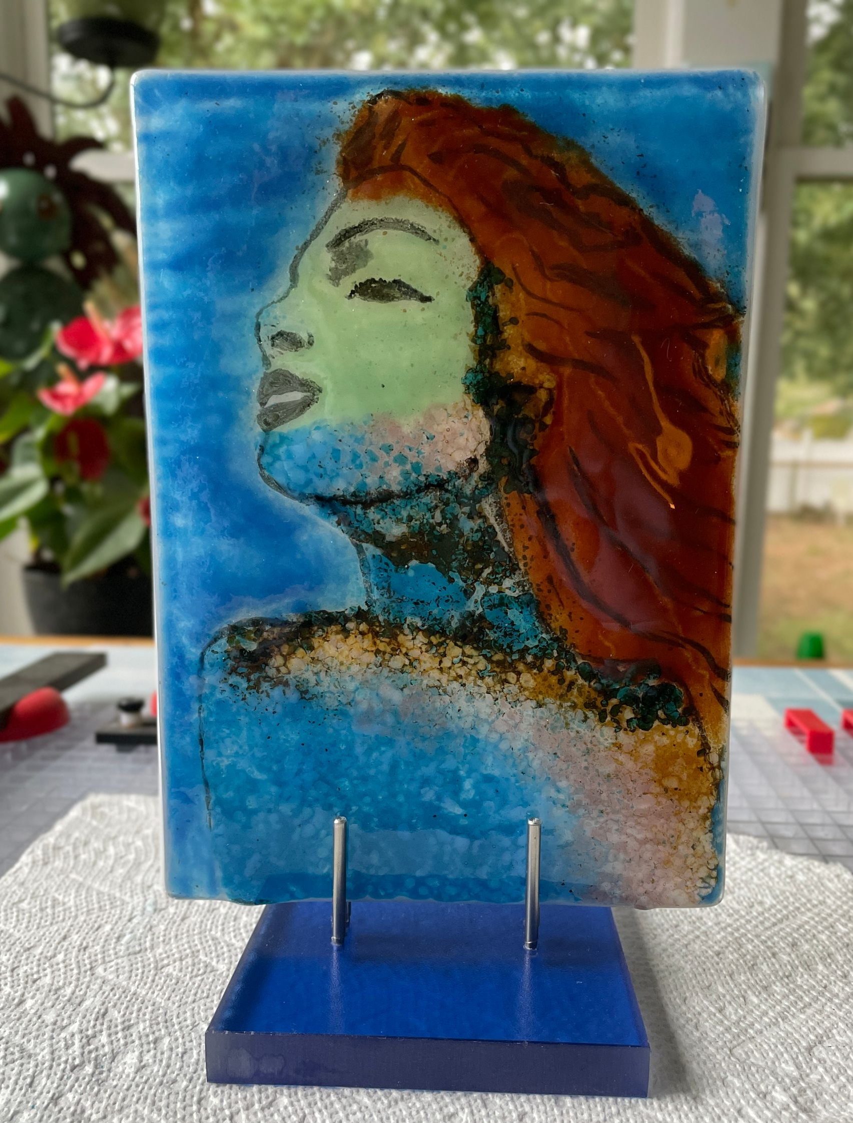 fused glass sea nymph art