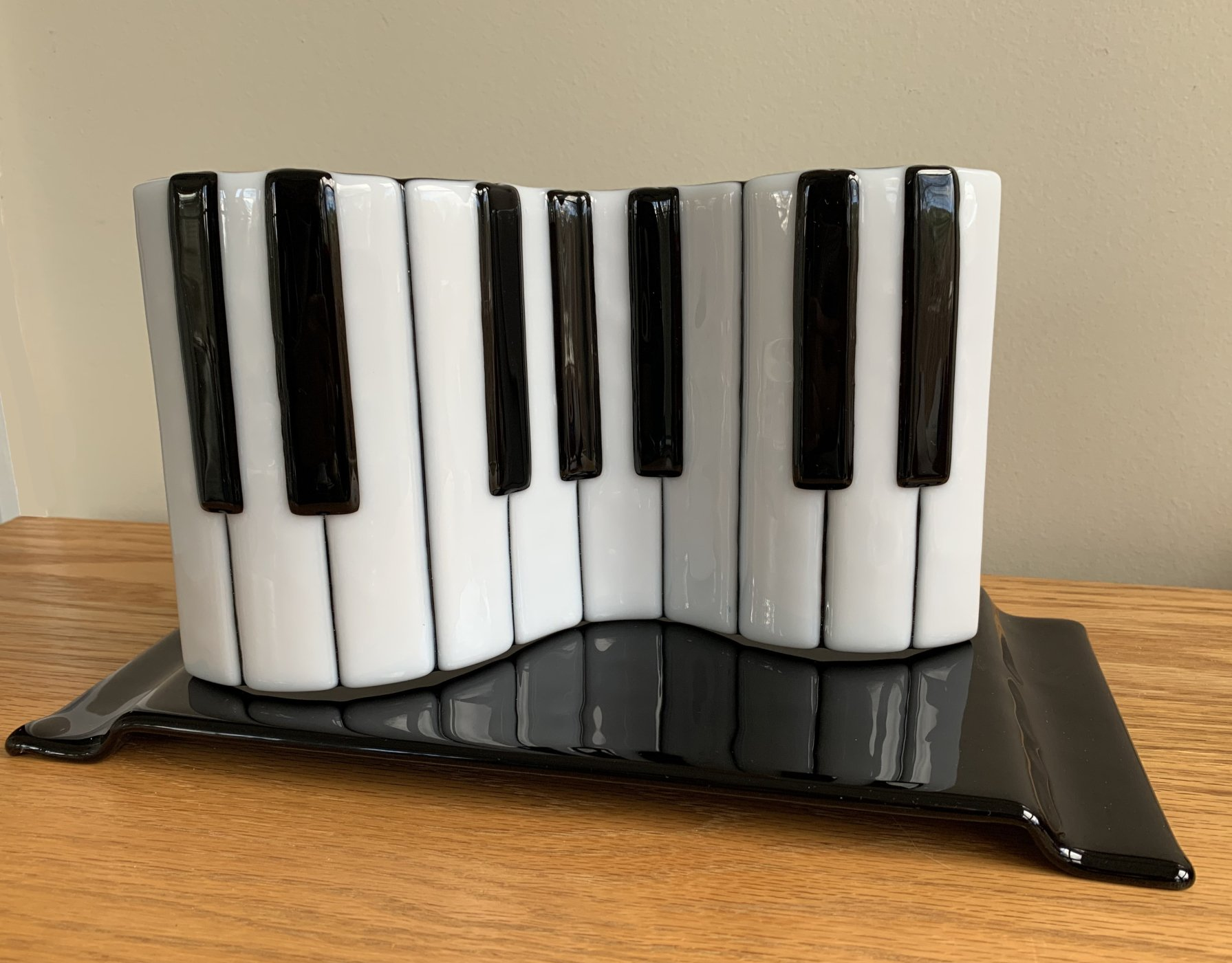 fused glass piano keyboard sculpture