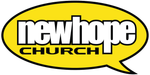 The logo for new hope church is a yellow speech bubble.