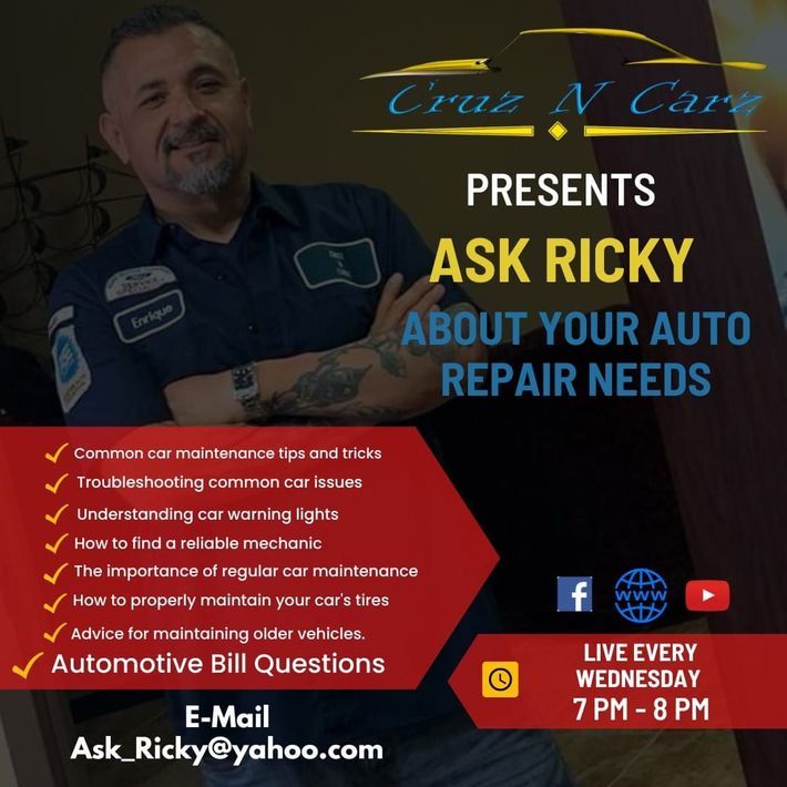 An advertisement for ricky about your auto repair needs