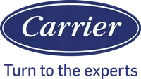Carrier logo with blue oval, white text, and tagline 