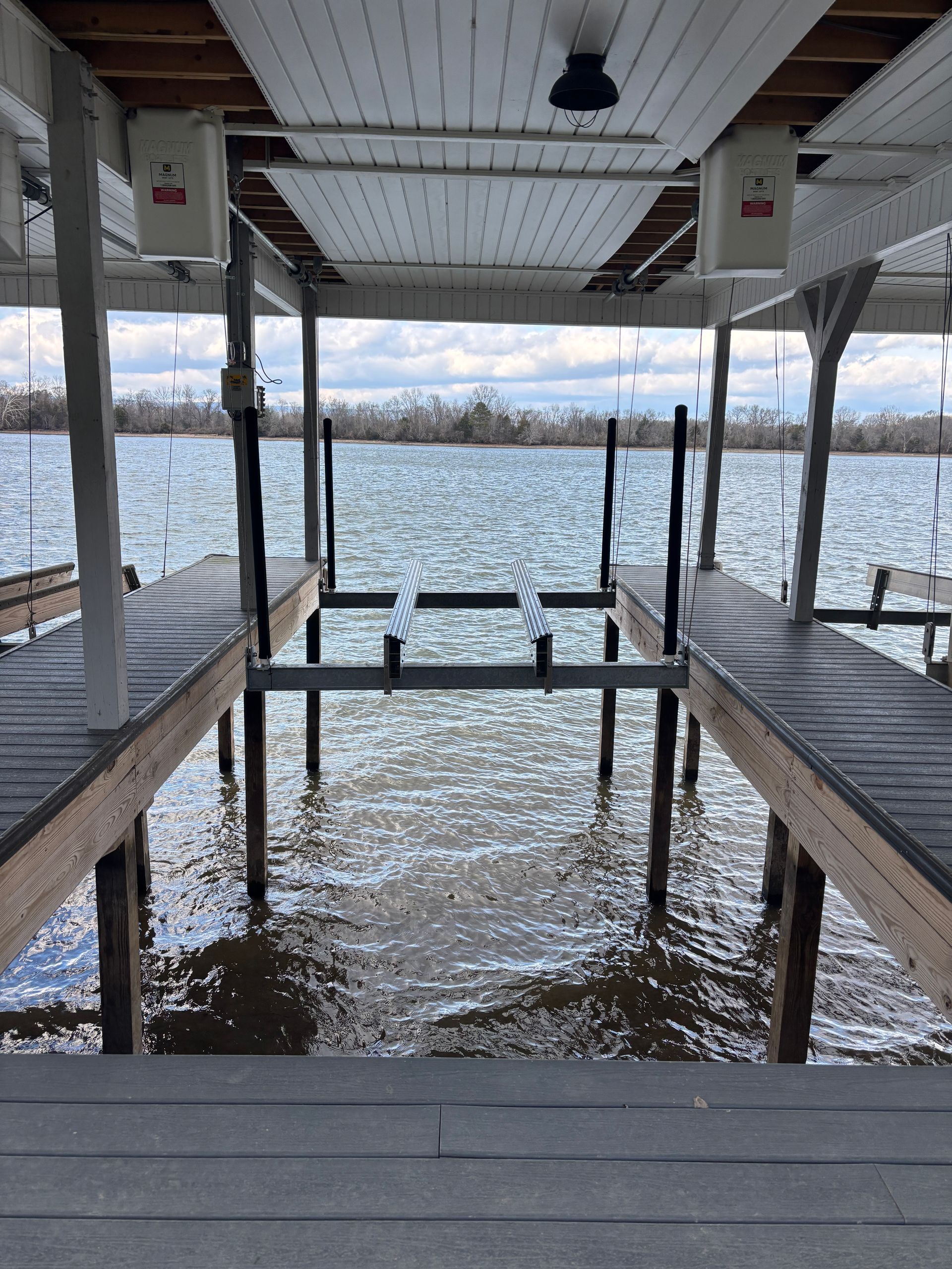 A dock with a view of a large body of water