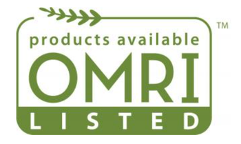 A logo that says products available omri listed