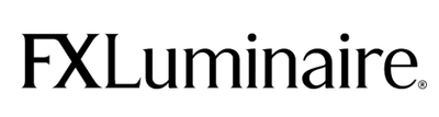 A black and white logo for fx luminaire on a white background