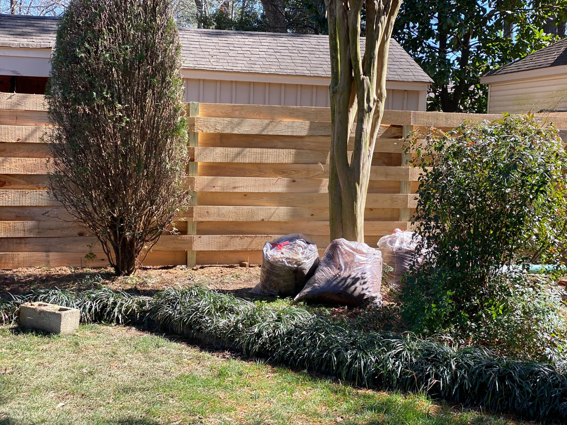 Cypress basket weave fence