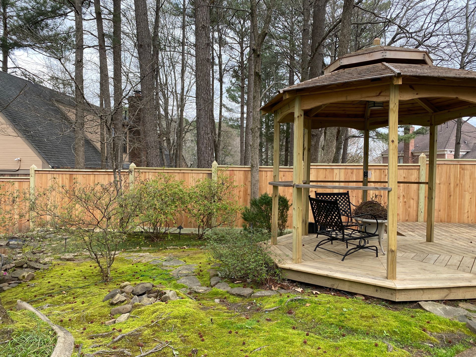 Gazebo with new fence replacement