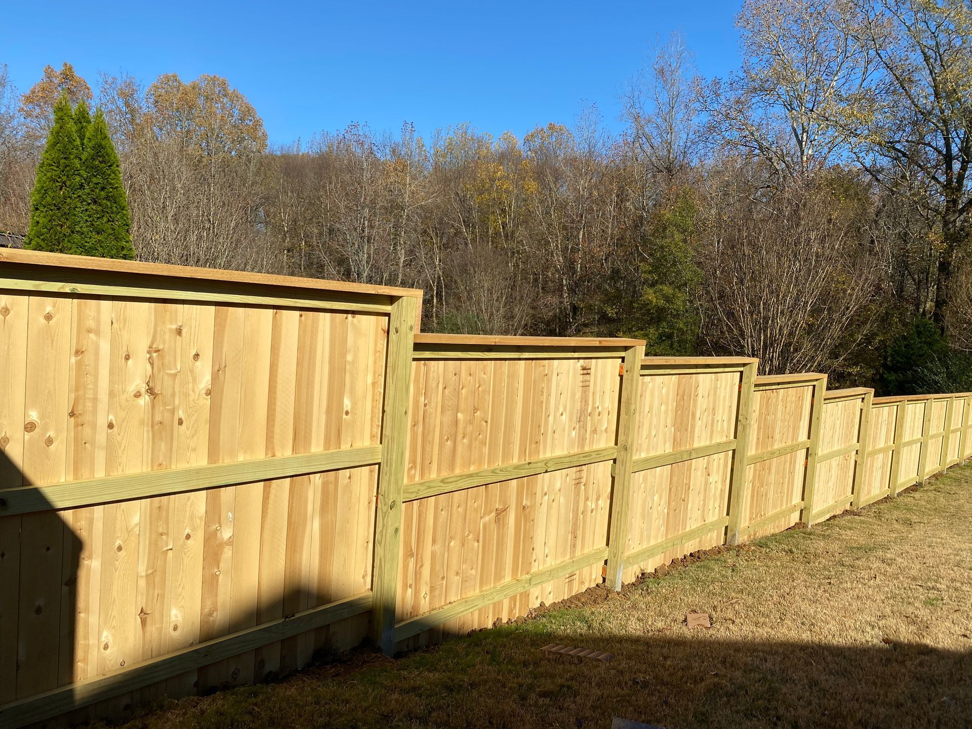 6 foot cedar fence with cap and fascia