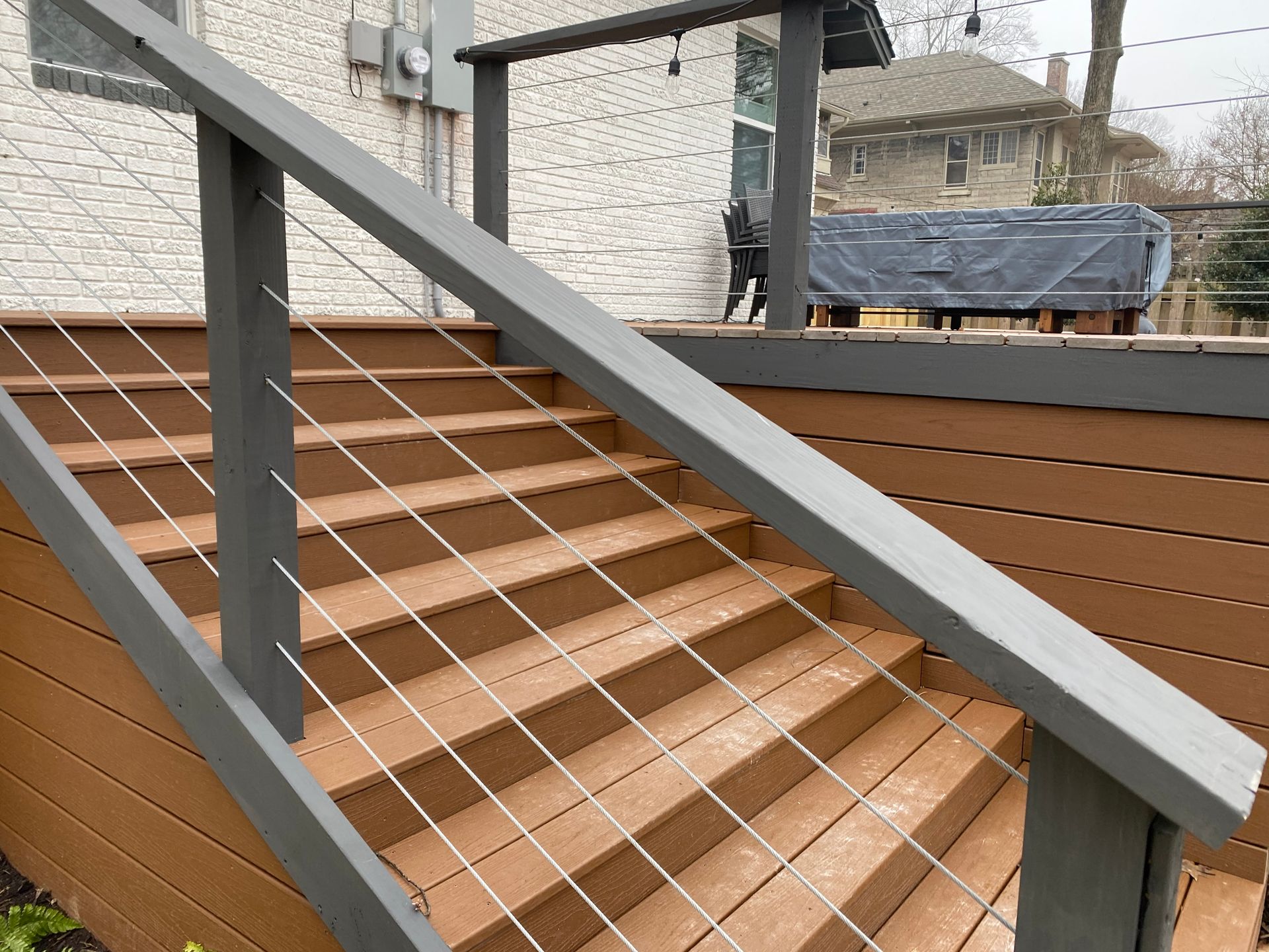 Steel cable railing with Composite decking