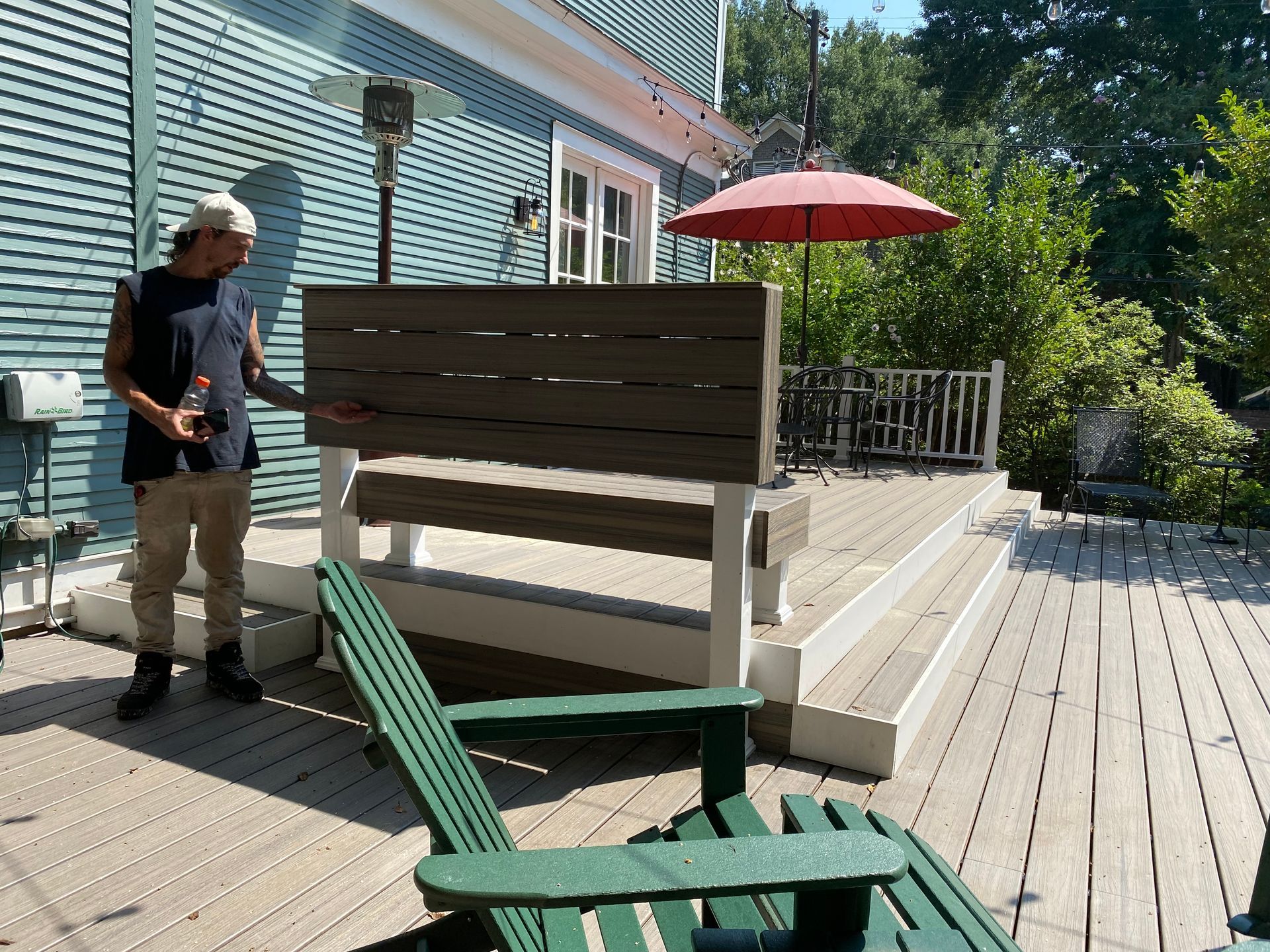 Composite deck with bench