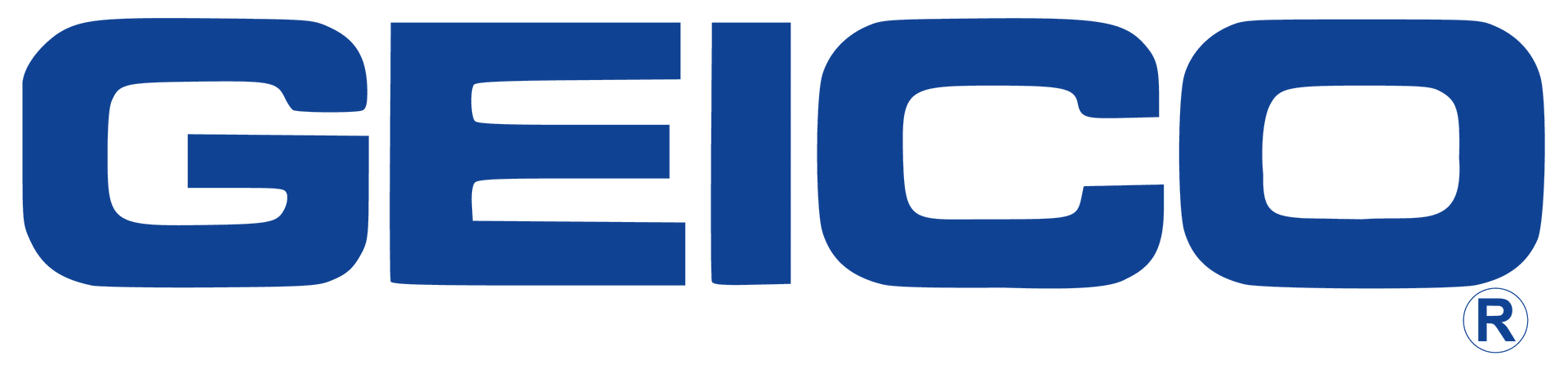 A blue and white logo for geico on a white background