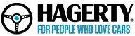 A logo for hagerty for people who love cars with a steering wheel.