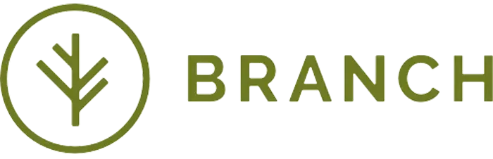 A logo for a company called branch with a tree in a circle.