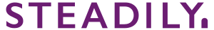 The word steadily is written in purple on a white background