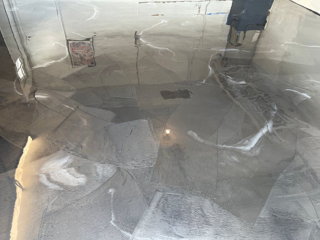 Glossy metallic floors.