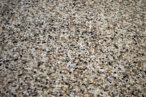 Epoxy flake floor.