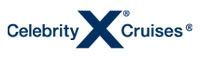 The logo for celebrity x cruises is a blue x on a white background.