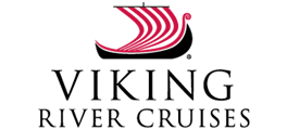 A logo for viking river cruises with a boat on it