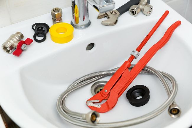 different tools in the sink