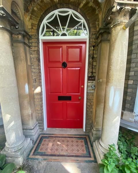 Exterior front door painting of Suffolk period property, by specialist painters DMB Painting and Decorating