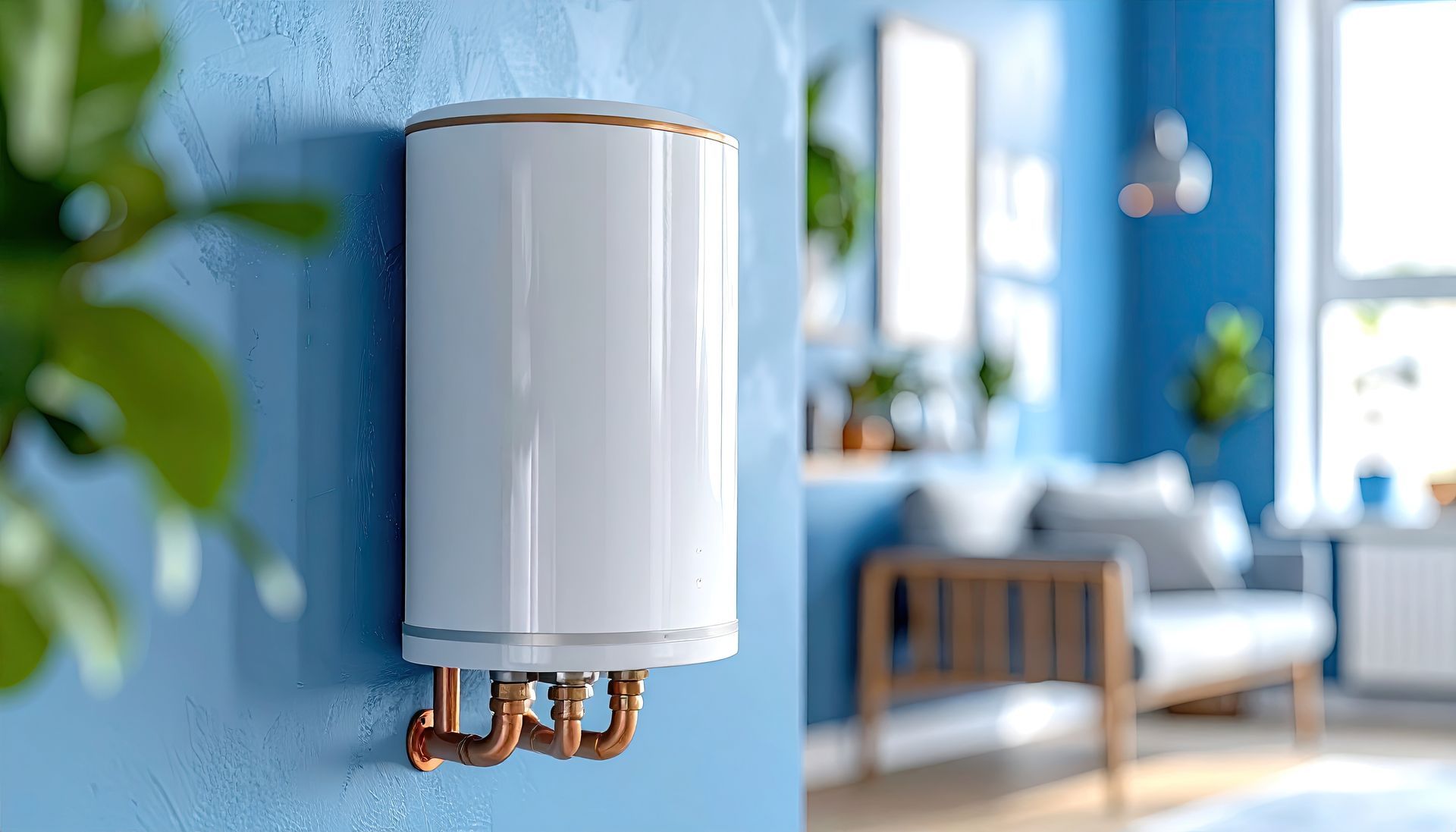 A modern, wall-mounted unit highlighting energy-efficient water heaters for residential use.