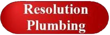Resolution Plumbing Red oval with white text: Resolution Plumbing.
