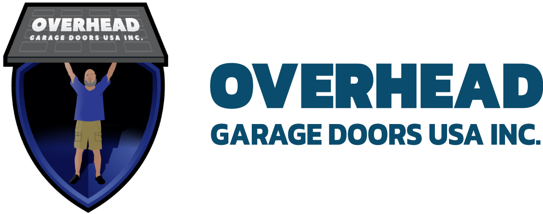 Logo of Overhead Garage Doors USA Inc. featuring a person lifting a garage door.