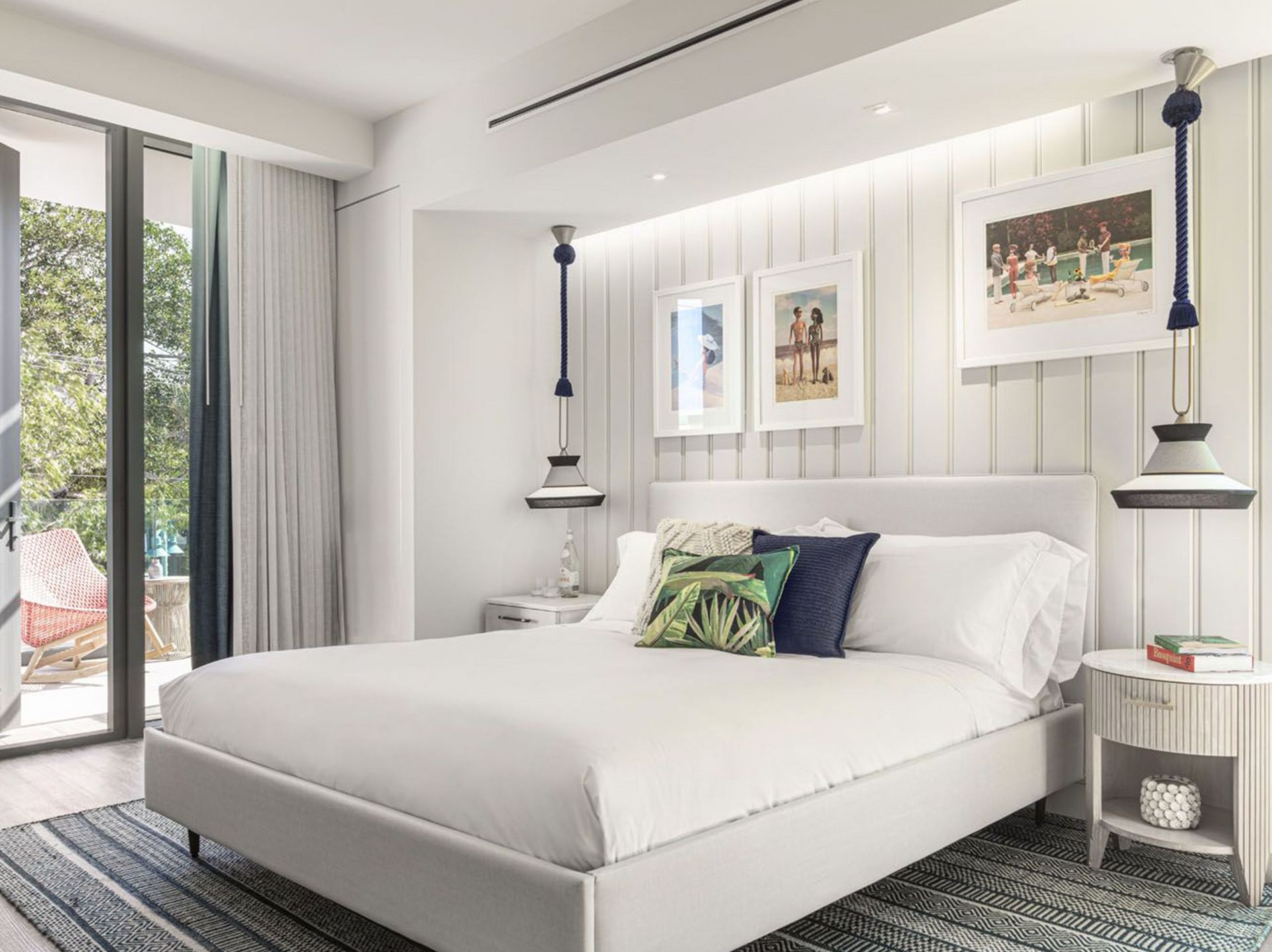 There is a large bed in the middle of the room.