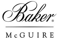 A black and white logo for baker mcguire