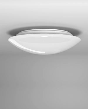A white ceiling light is hanging from the ceiling of a room.