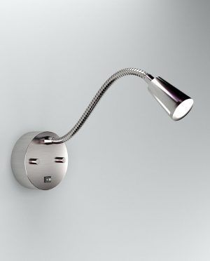A wall light with a flexible arm attached to it.