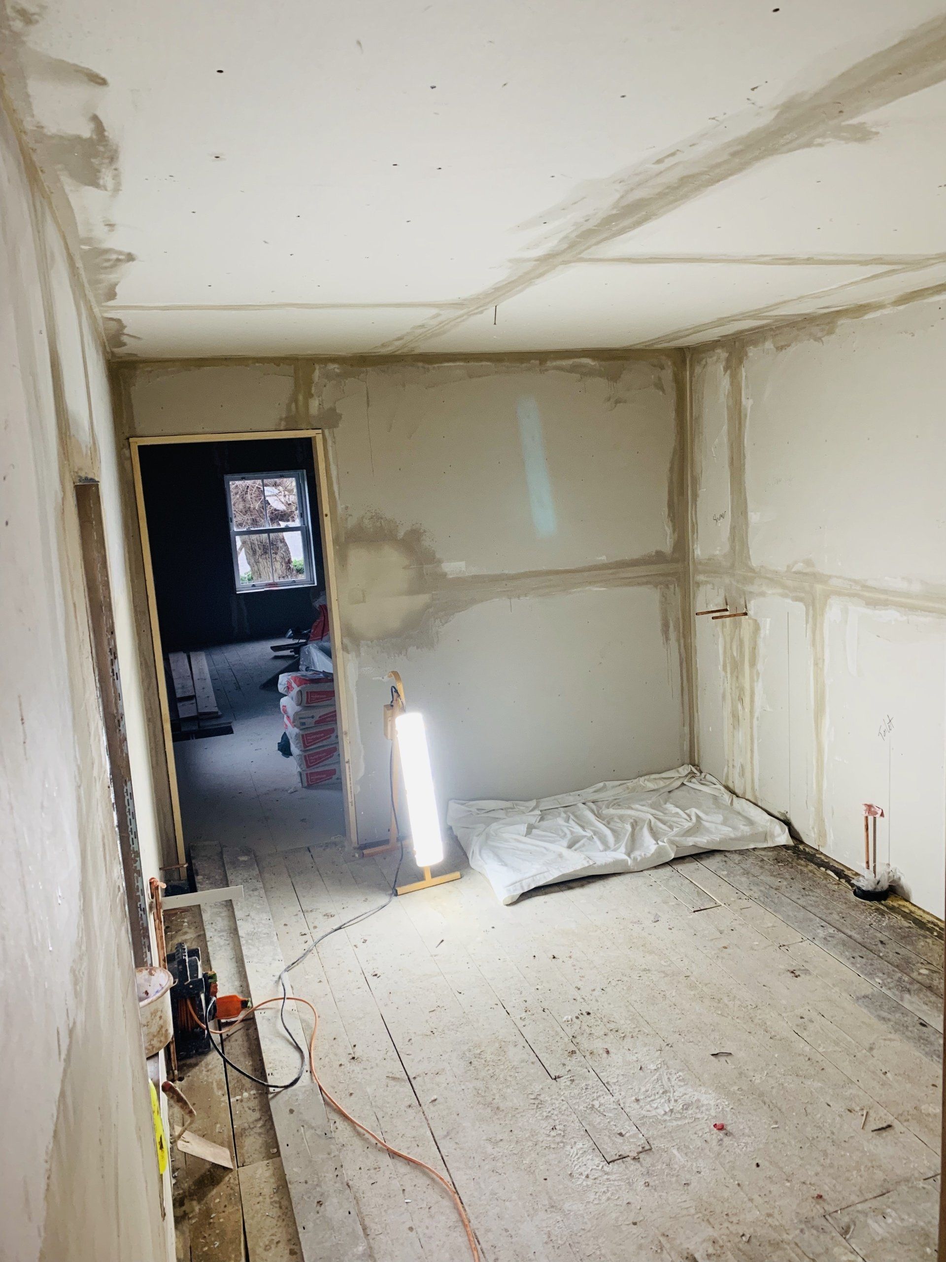 Image of project - Residential renovation project with entire room having recently been re-plastered and in process of drying