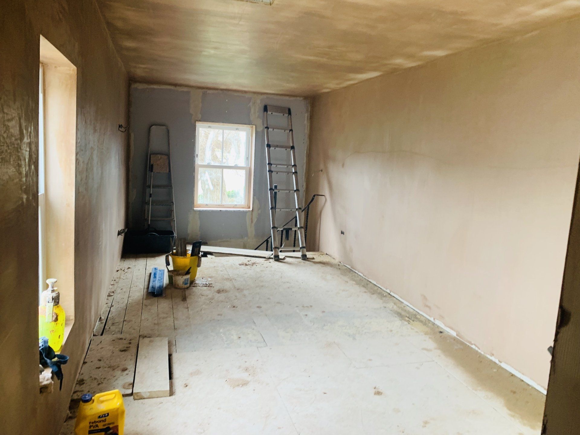 Project in progress-Residential renovation project with entire room having recently been re-plastered