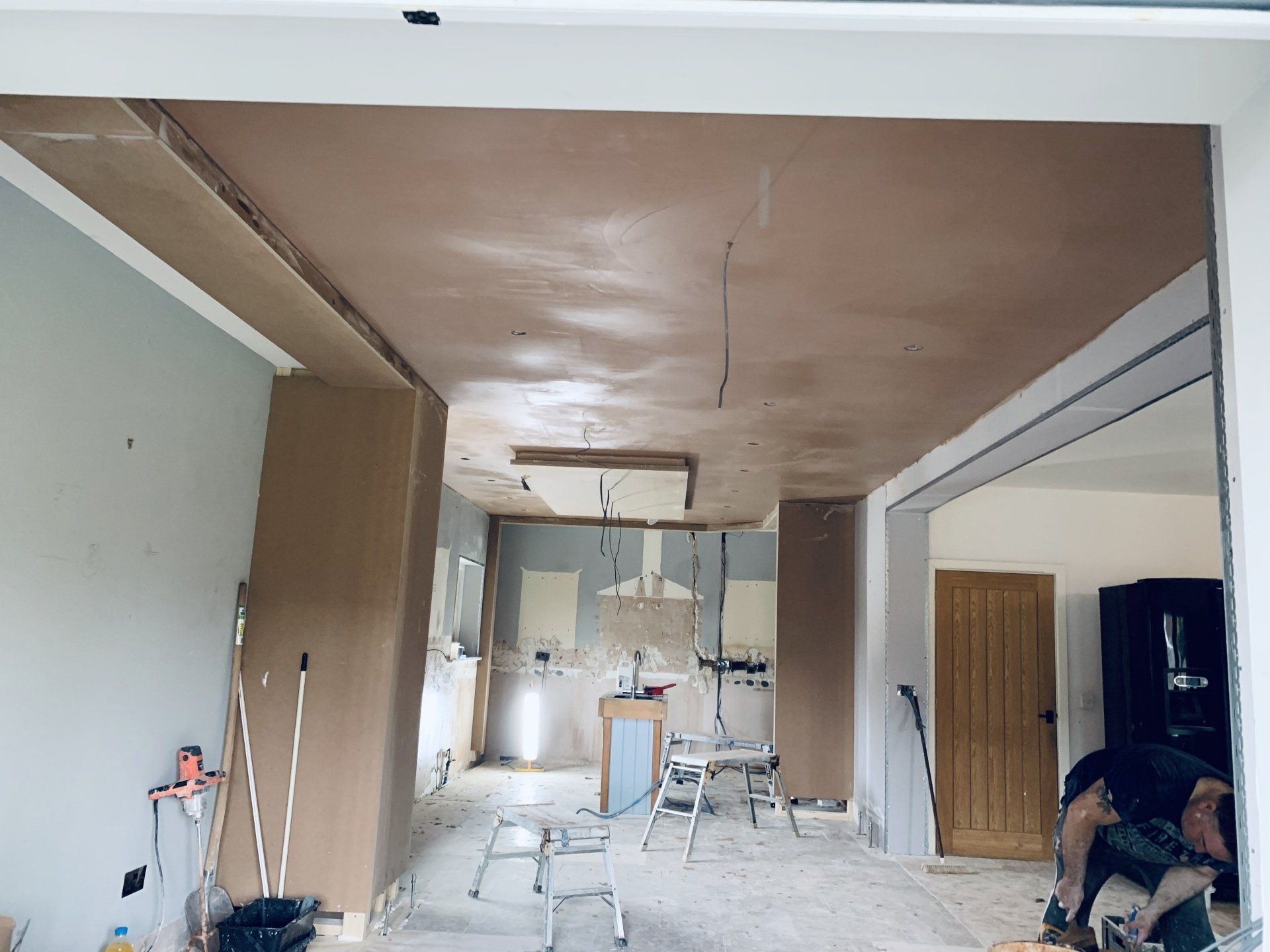 Image showing a previous project - Room in renovated residential property in progress of being plastered.