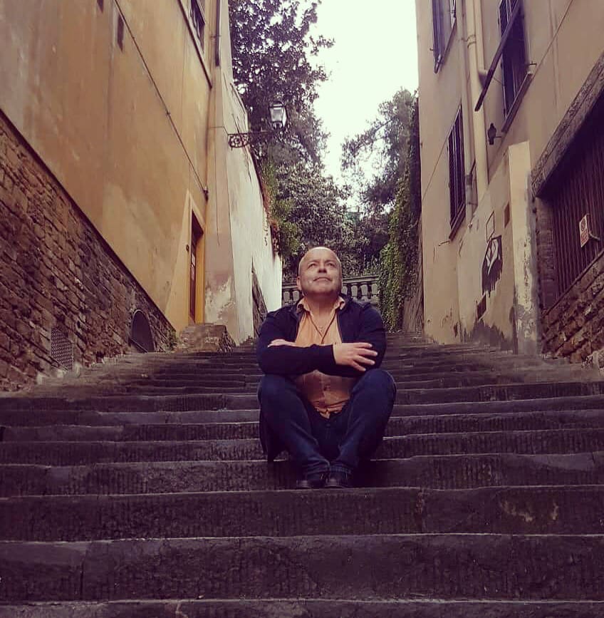 Tom Sitting On Stairs — Portland, ME — Tom J. Caron